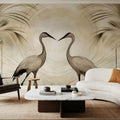 Cranes At Sunset Yellow Mural Wallpaper - room preview 06