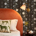 Trailing Flower Stripe, Walnut Mural Wallpaper - room preview 06