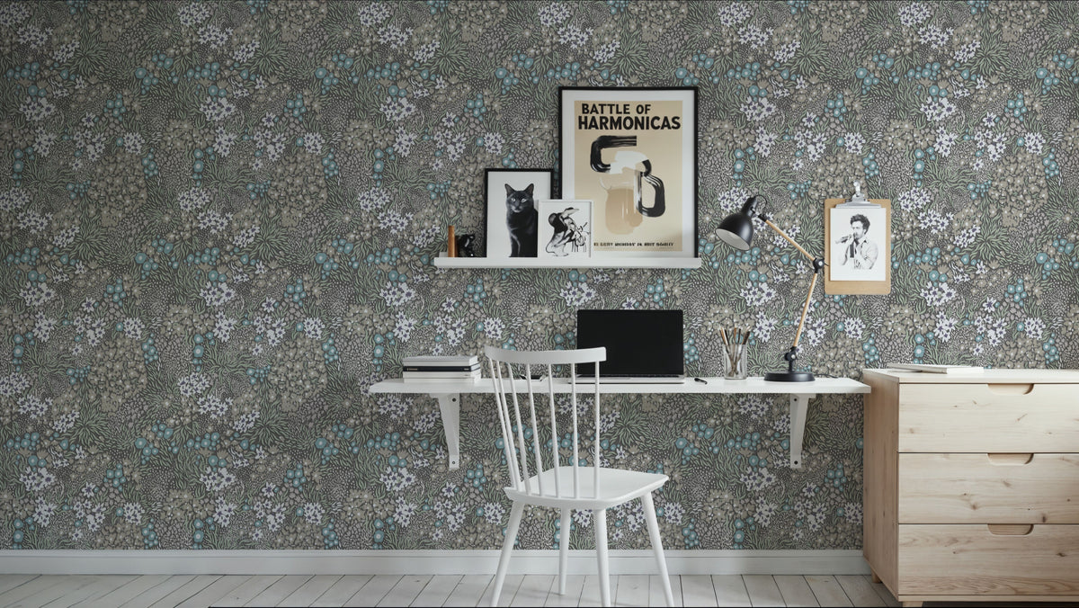 Floral Sparklers, Thyme Mural Wallpaper - room preview 06