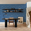 Hidden Peonies, Blue Mural Wallpaper - room preview 06