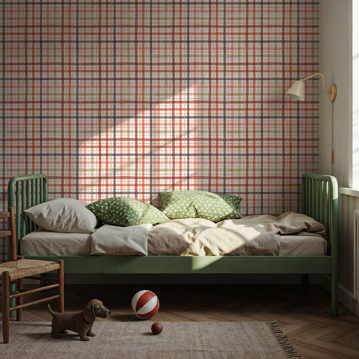 Bloom Plaid Mural Wallpaper - room preview 06