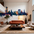 Wolverhampton England Skyline Blue & Bronze Mural Wallpaper - room preview 06