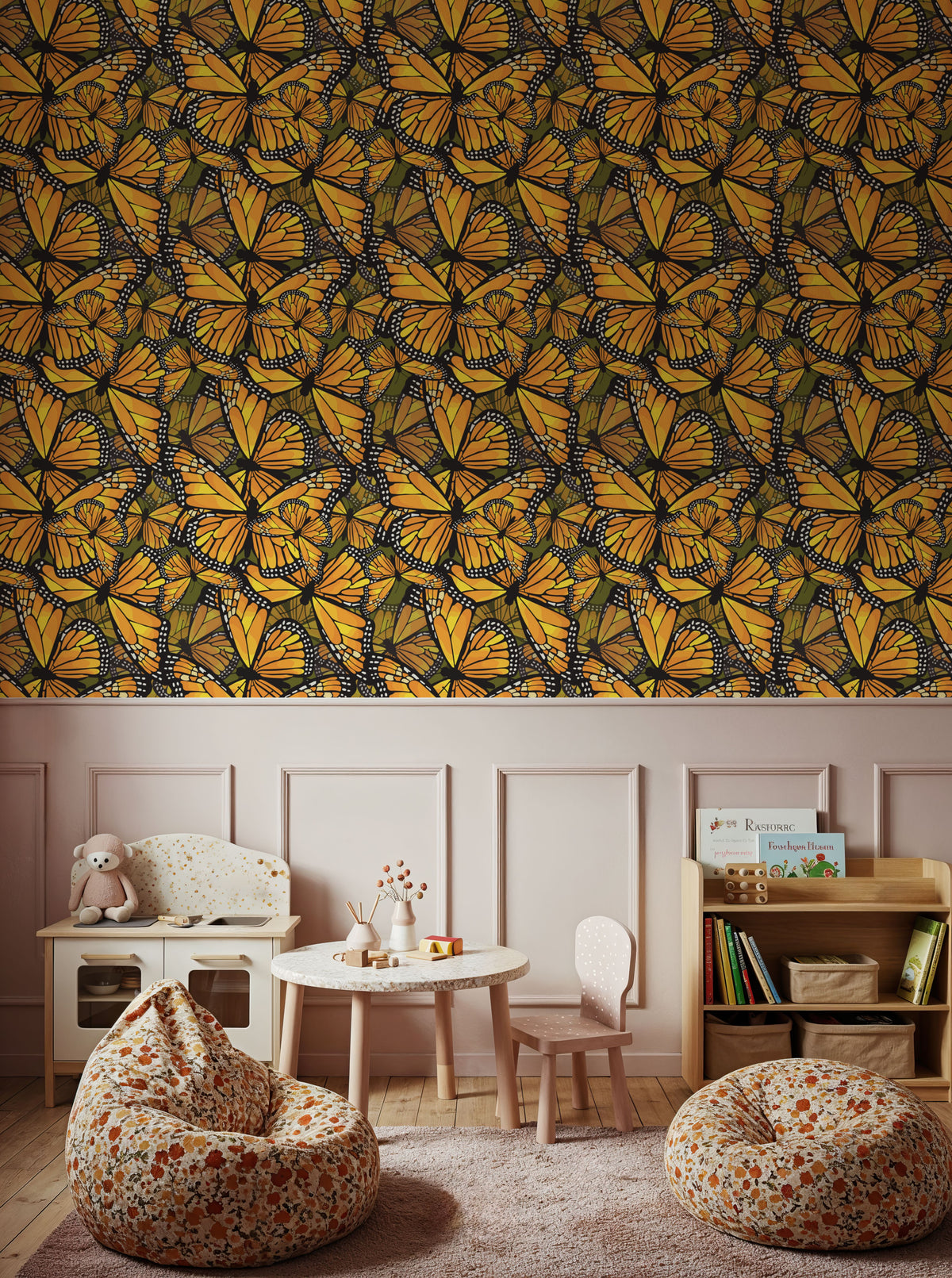 Monarch Movements, Olive Mural Wallpaper - room preview 06