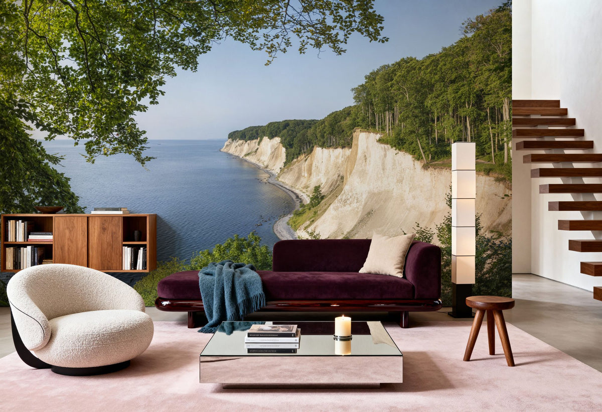 Chalk Cliffs Panorama Mural Wallpaper - room preview 06