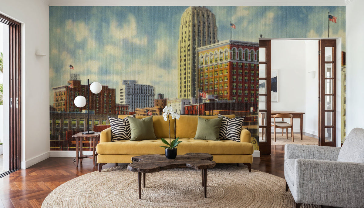 Greetings From Downtown Mural Wallpaper - room preview 06