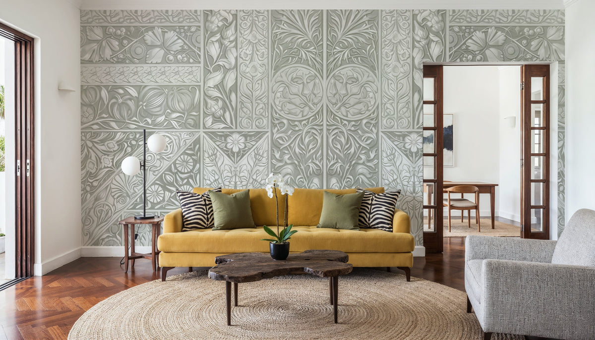 Flower Collection, Sage Mural Wallpaper - room preview 06