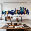 Scunthorpe England Skyline Blue & Bronze Mural Wallpaper - room preview 06