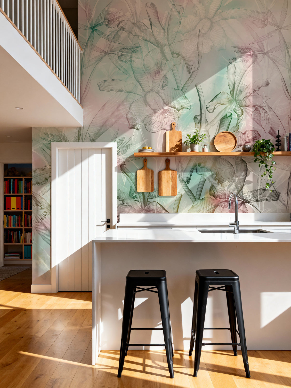 Orchid Mirage Mural Wallpaper - Neutral Tone - room preview 06