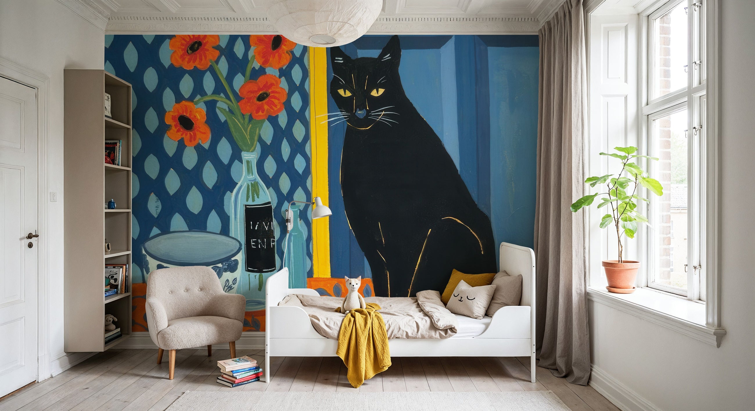 Black Cat Mural Wallpaper