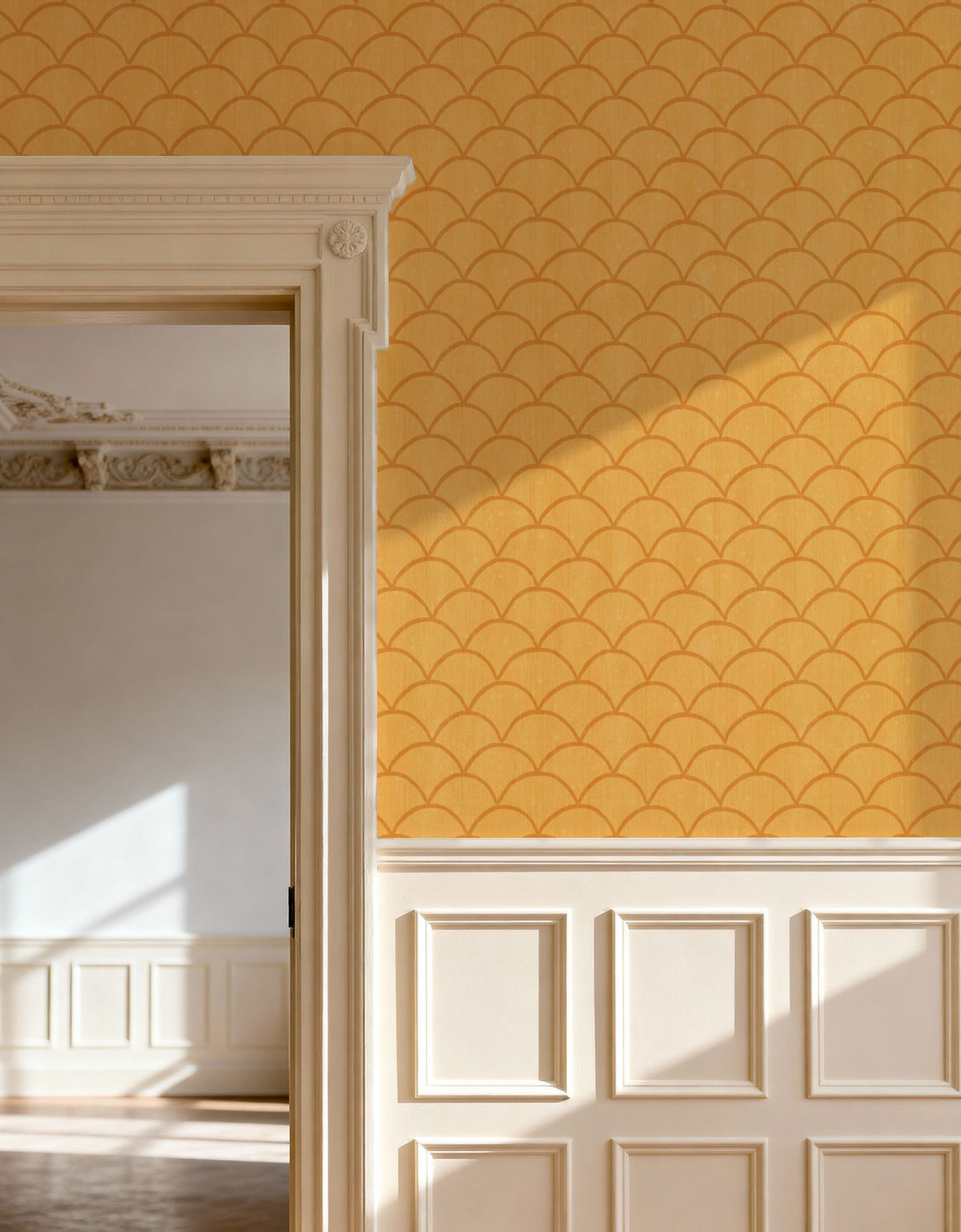 Coastal Scales Yellow Mural Wallpaper - room preview 06