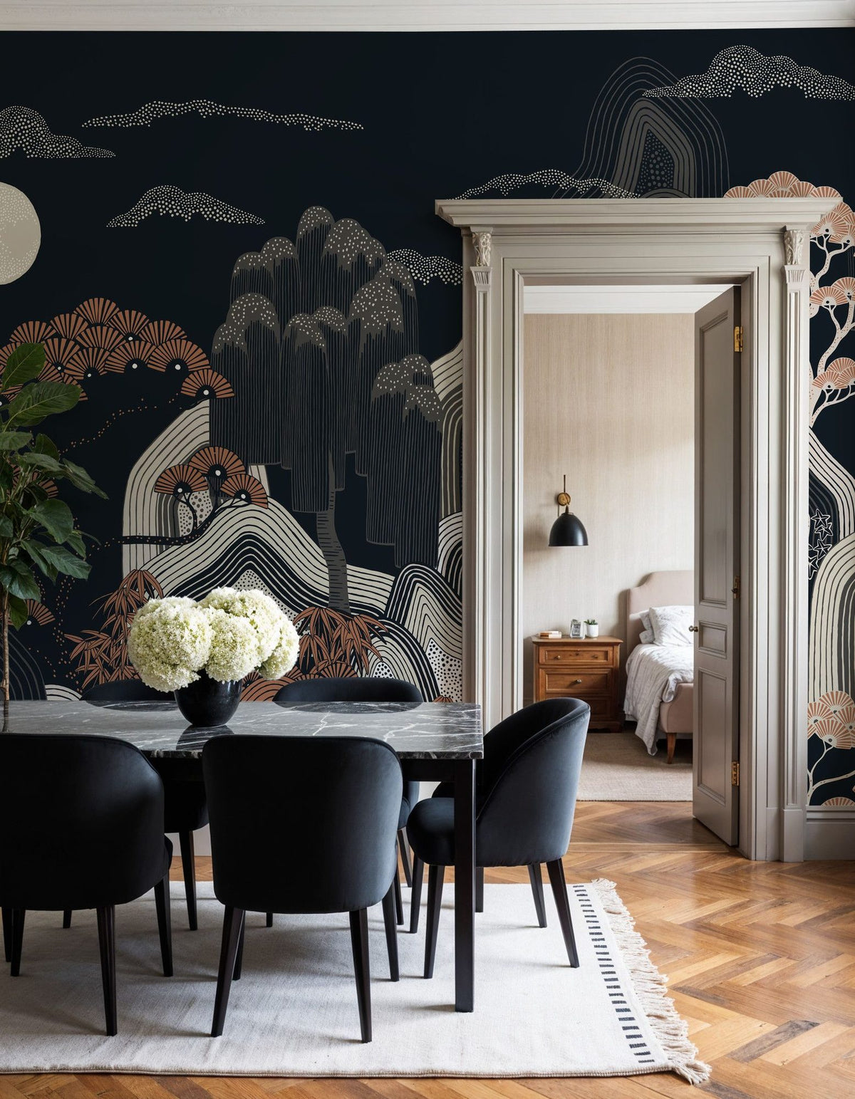 Whispers of the Mountain, Midnight Mural Wallpaper - room preview 06