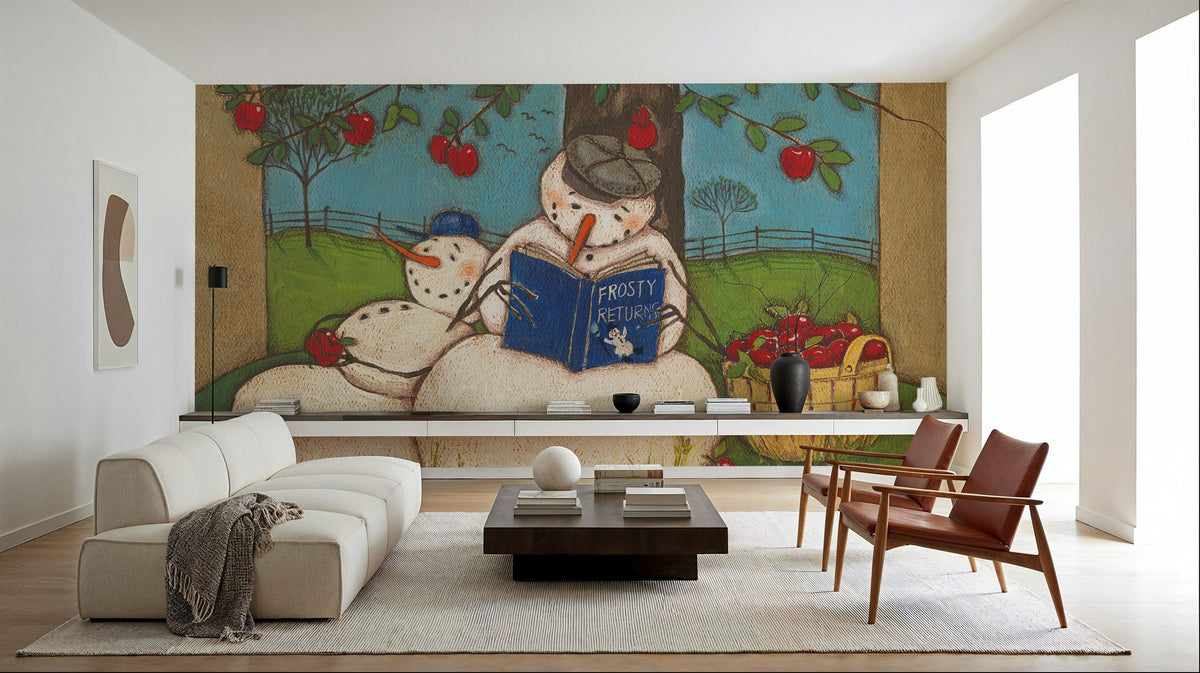 Seasonal Snowman IX Mural Wallpaper - room preview 06