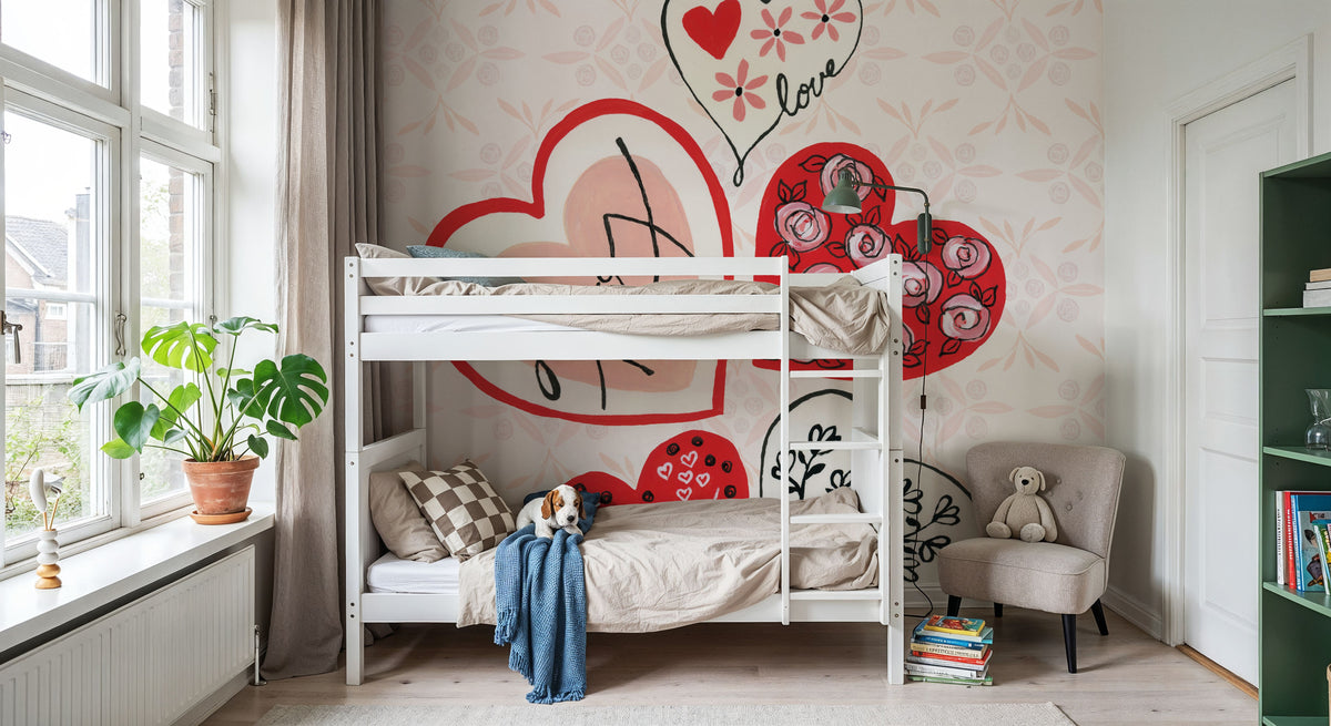 Love Hearts Mural Wallpaper - room preview 06