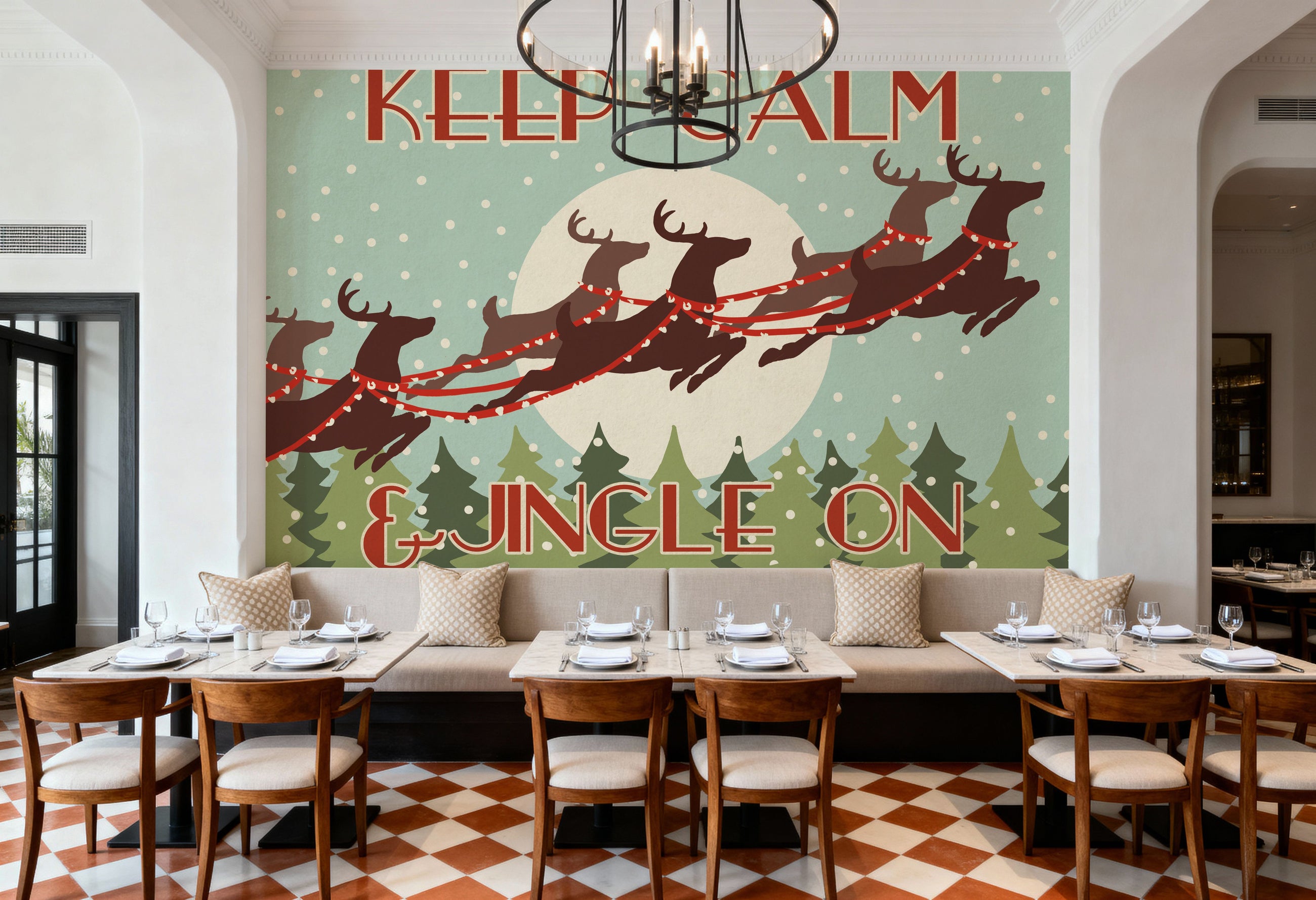 50s Christmas IV Mural Wallpaper
