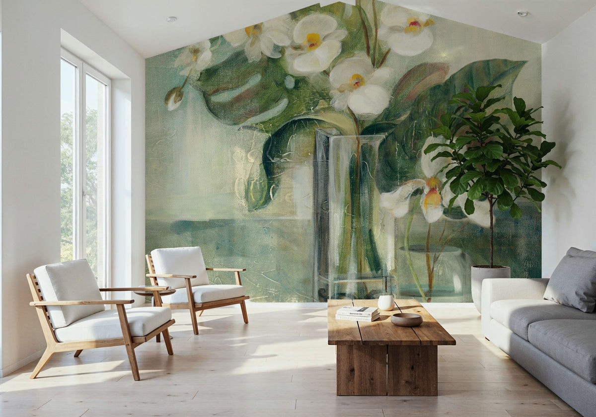 Silver Orchids II Mural Wallpaper - room preview 06