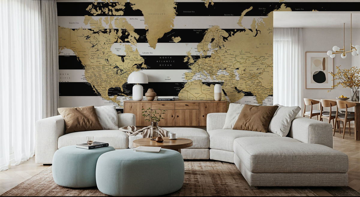 World Map Cities - Harper Mural Wallpaper - room preview 06