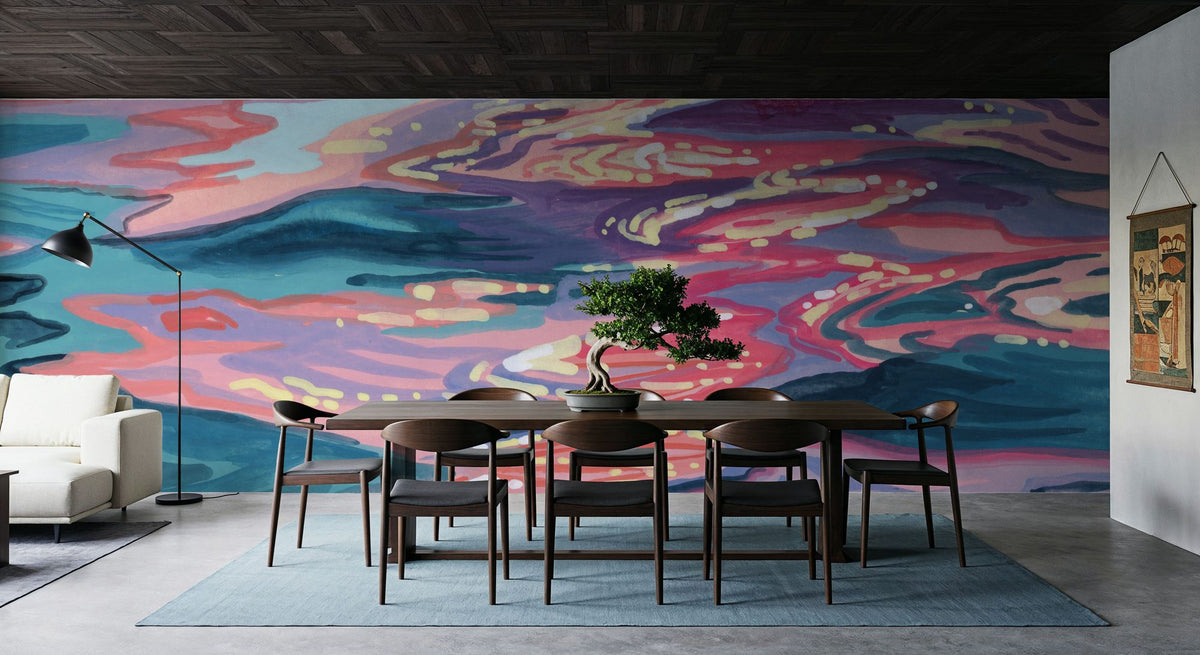 Sunset Reflections on Water Mural Wallpaper - room preview 06