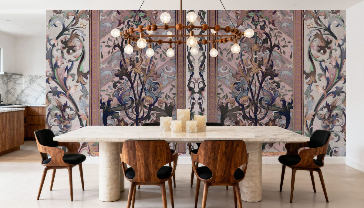 Plant Fantasy Ornament, Salmon Mural Wallpaper - room preview 06
