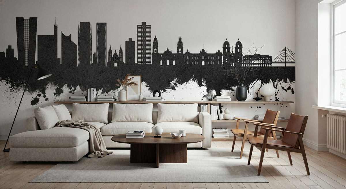 Lima Peru Skyline Black & White Mural Wallpaper - room preview 06