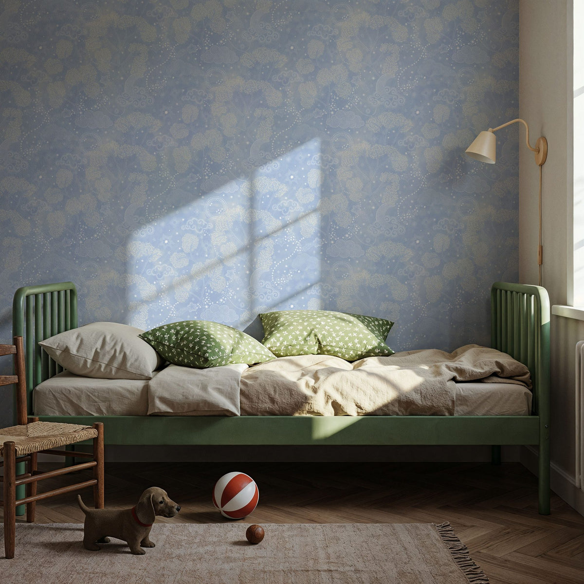 Moonlit Sky Petite, Baby Blue Mural Wallpaper - room preview 06