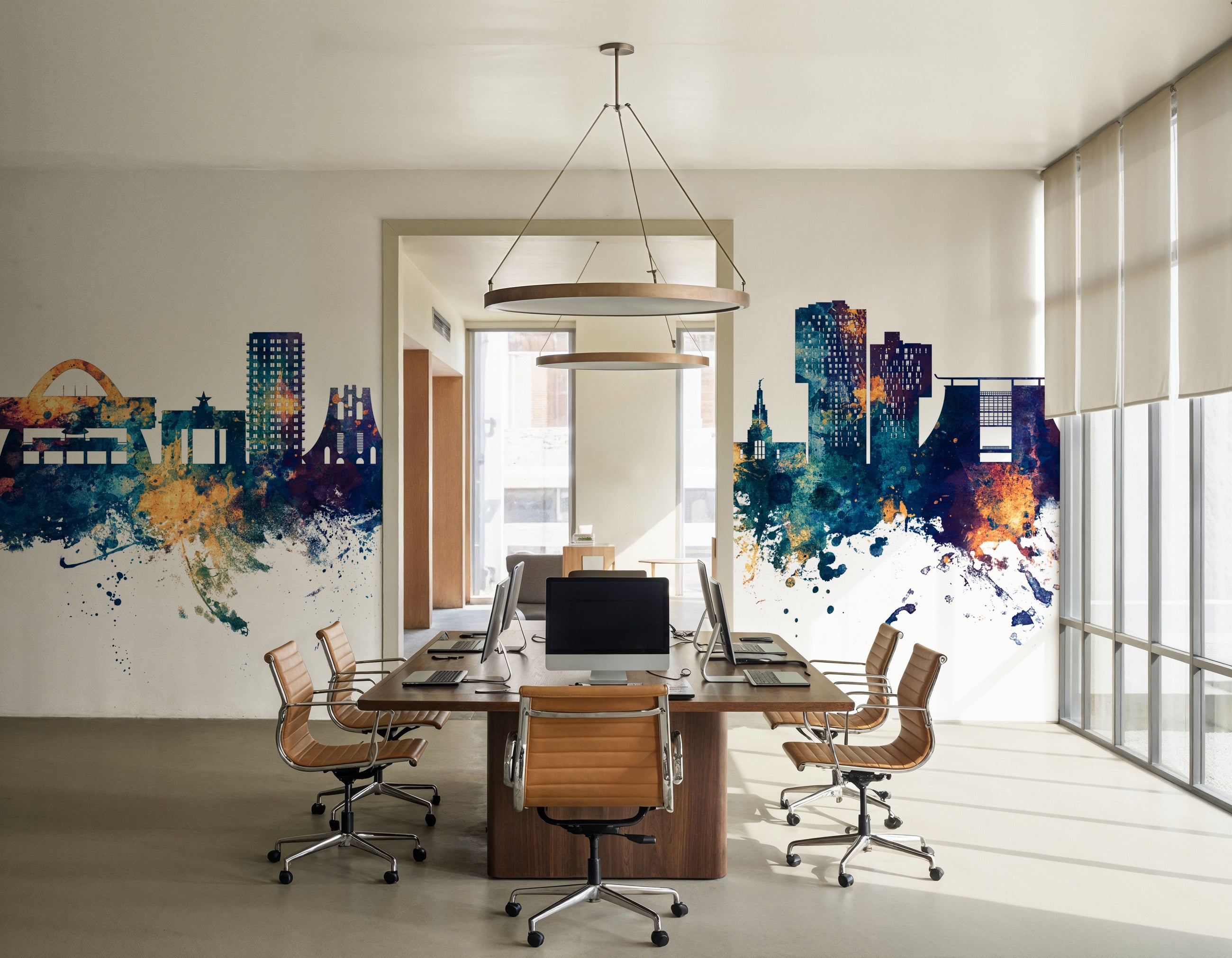 Accra Ghana Skyline Blue & Bronze Mural Wallpaper