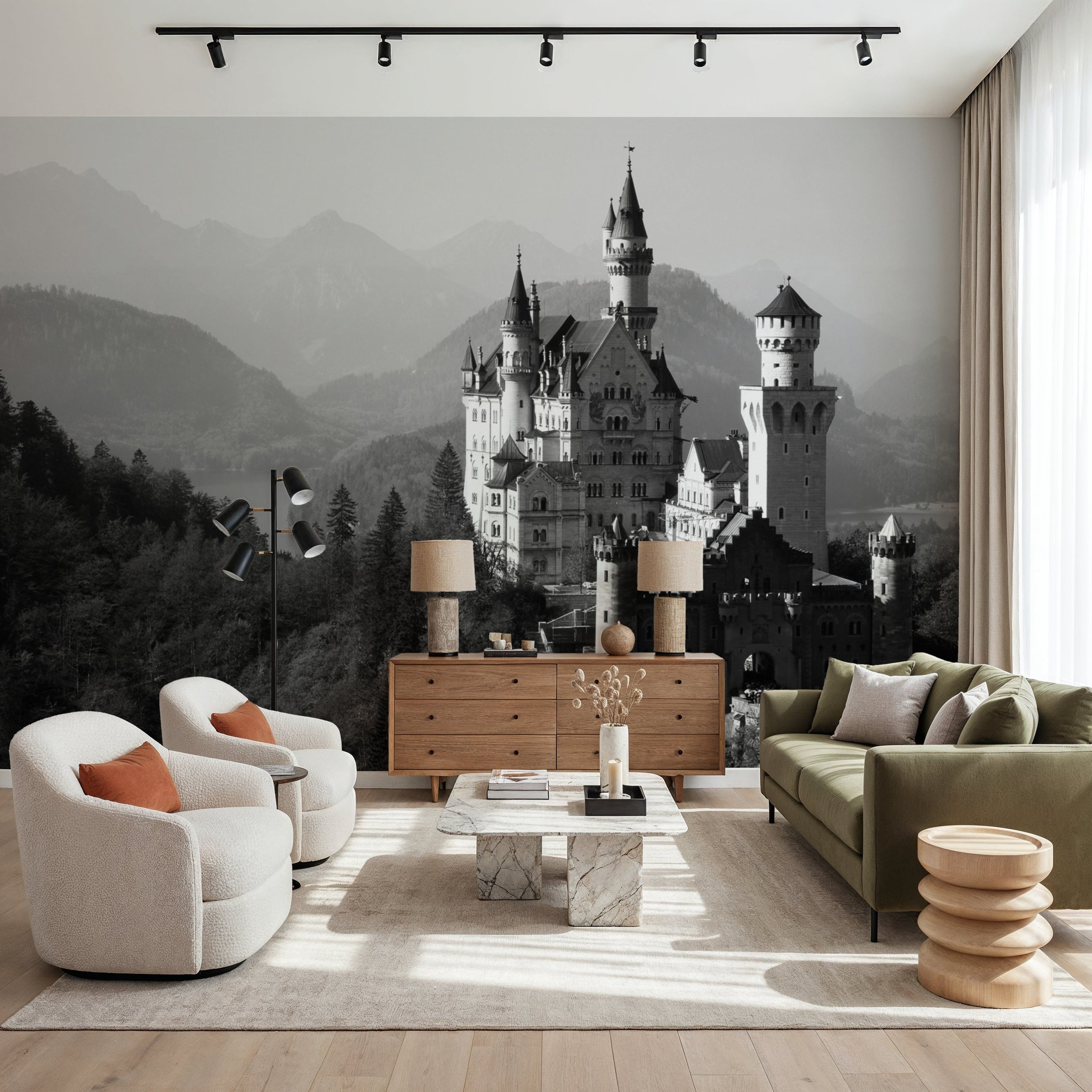 Misty Castle Heights Mural Wallpaper
