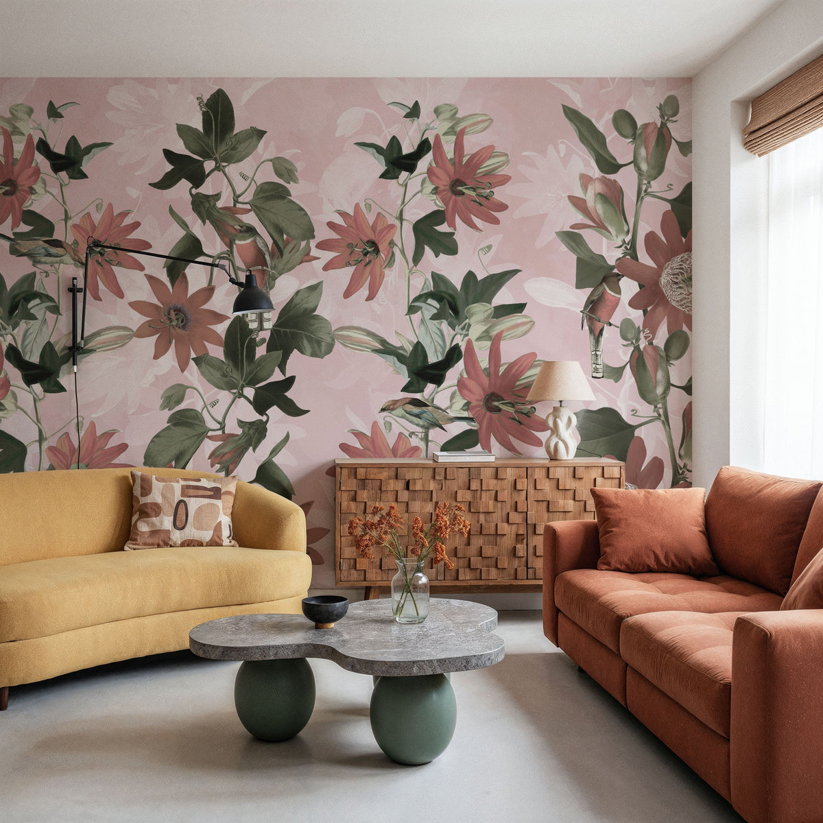 Contemporary Clematis Mural Wallpaper - room preview 06