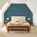 Time to Share Floral Blue Mural Wallpaper - room preview 06