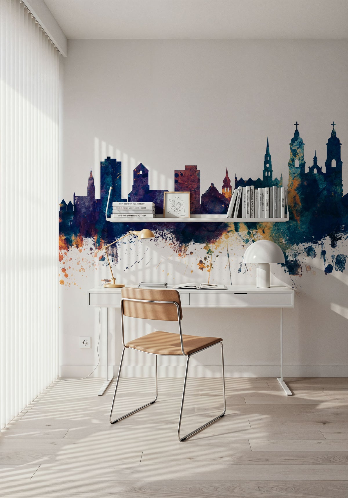 St Gallen Switzerland Skyline Blue & Bronze Mural Wallpaper - room preview 06