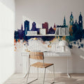 St Gallen Switzerland Skyline Blue & Bronze Mural Wallpaper - room preview 06