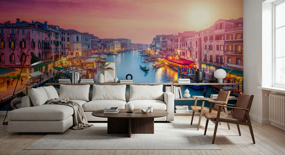 Grand Canal Sunset Pink Mural Wallpaper - room preview 06