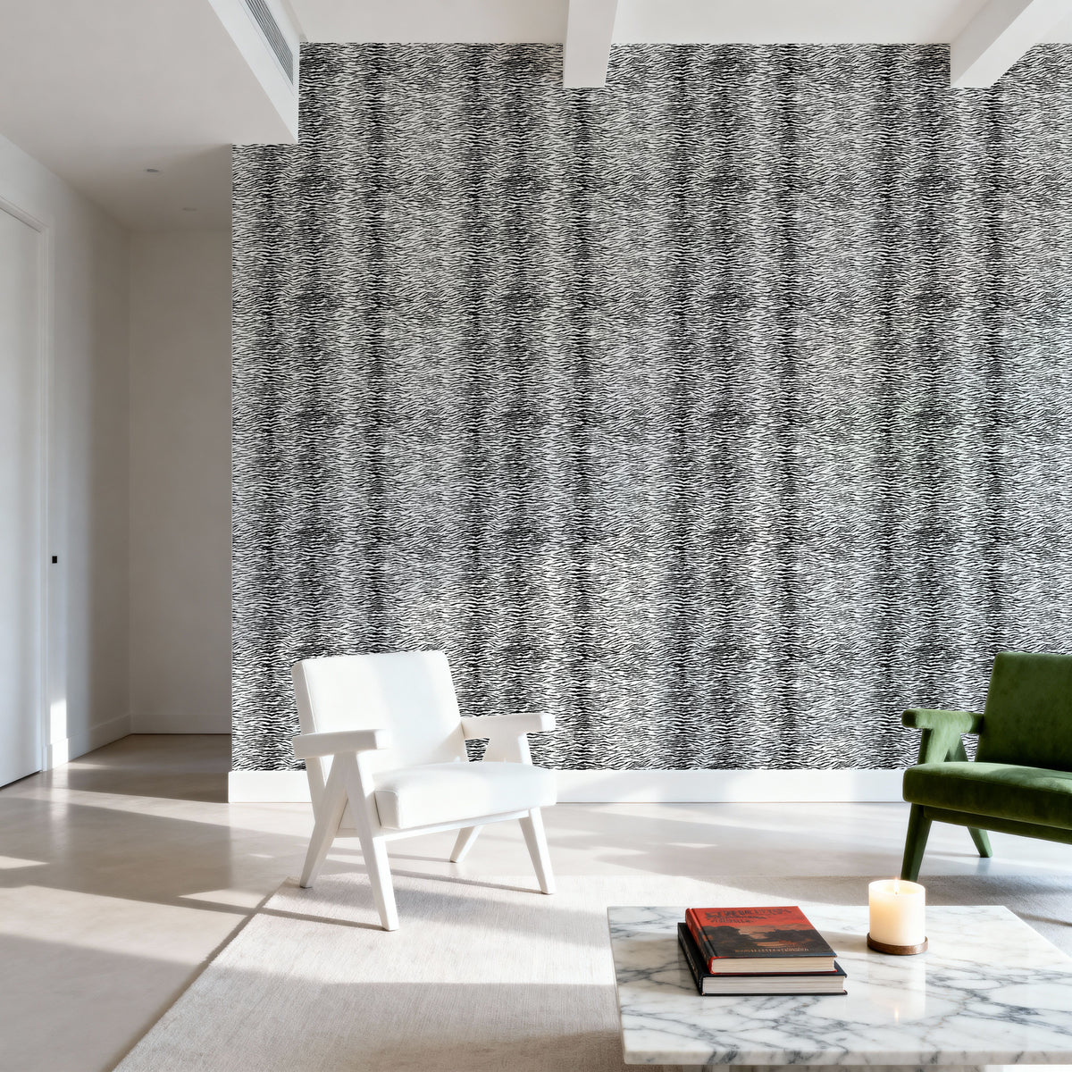 Panthera Tiger, White Mural Wallpaper - room preview 06