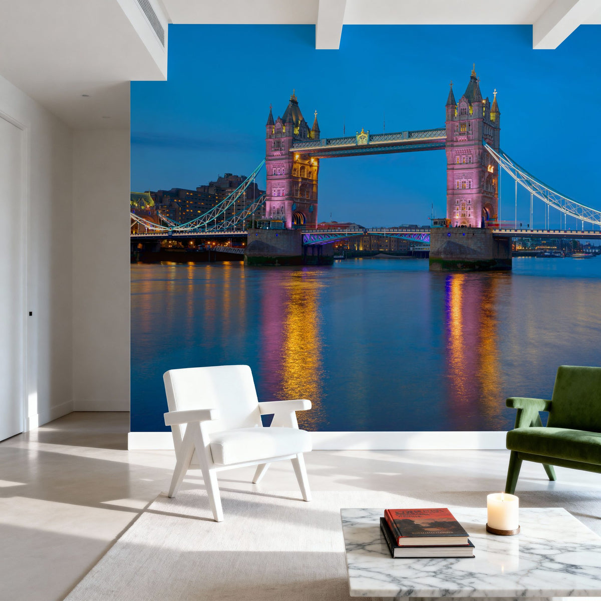 Purple Thames Twilight Mural Wallpaper - room preview 06