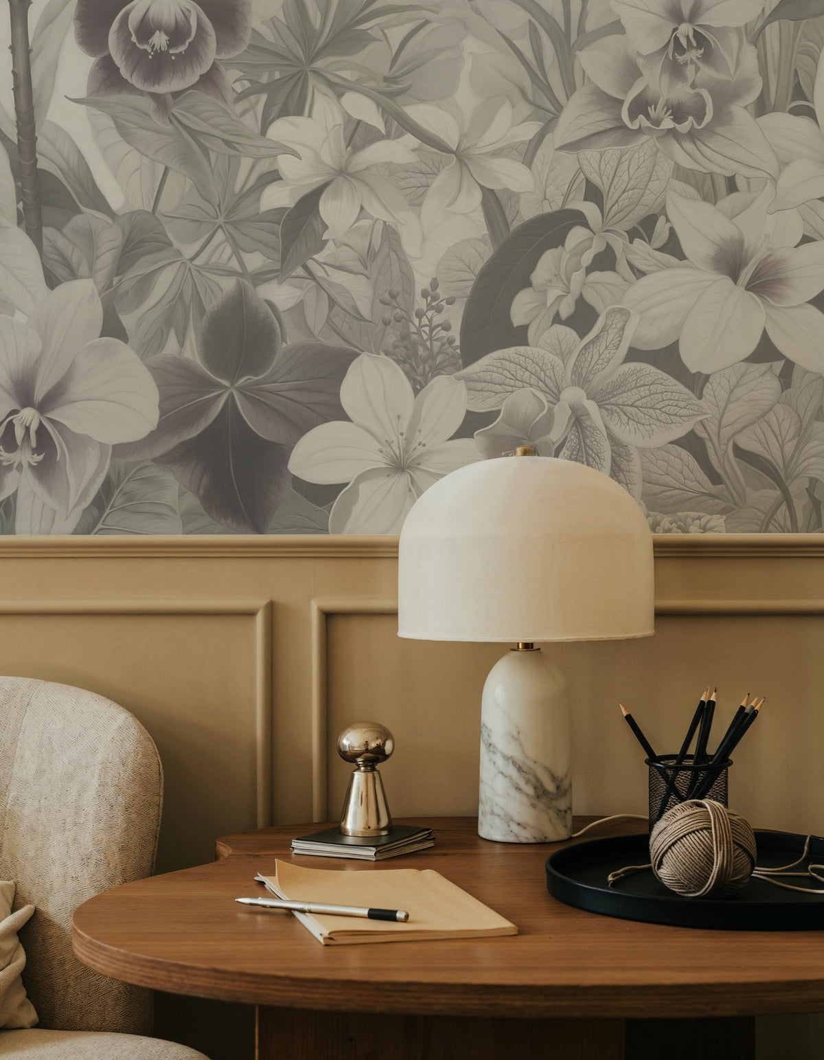 The Tenderness of Orchids, Washed Mural Wallpaper - room preview 06