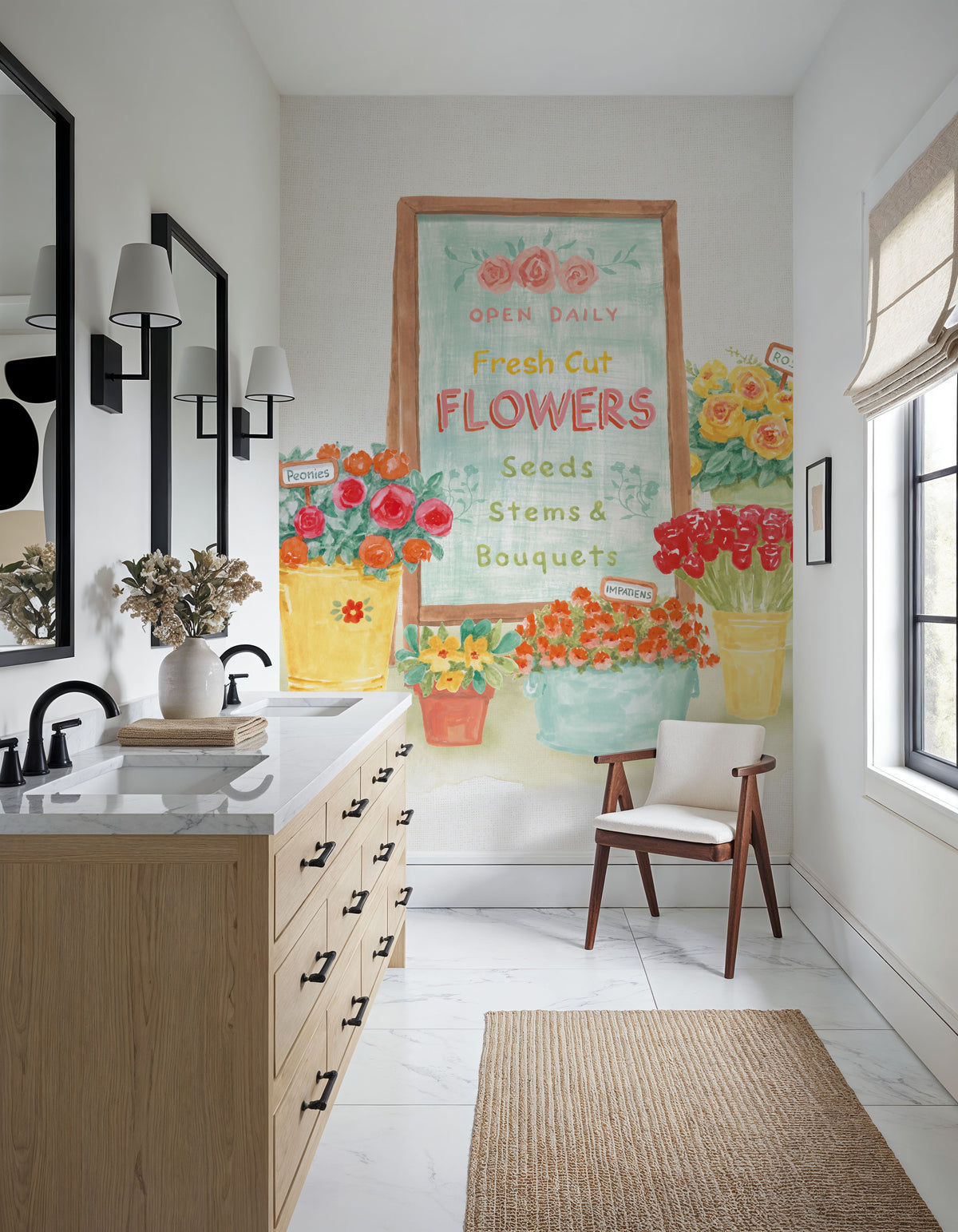 Flea Market Flowers II Mural Wallpaper - room preview 06