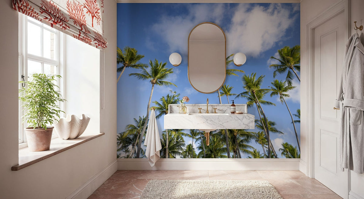 Strecthing Palm Trees Mural Wallpaper - room preview 06
