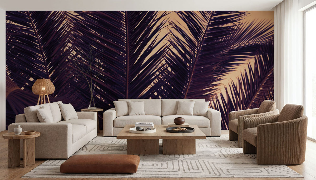 Shy Palm Leaves Mural Wallpaper - room preview 06