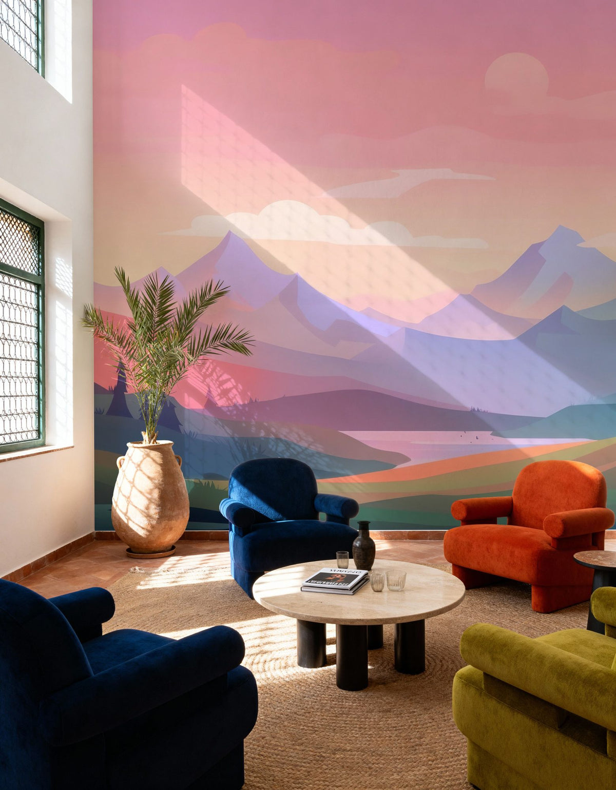 Pink Mountains Mural Wallpaper - room preview 06