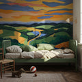 Sunset Over Rolling Hills Mural Wallpaper - room preview 06