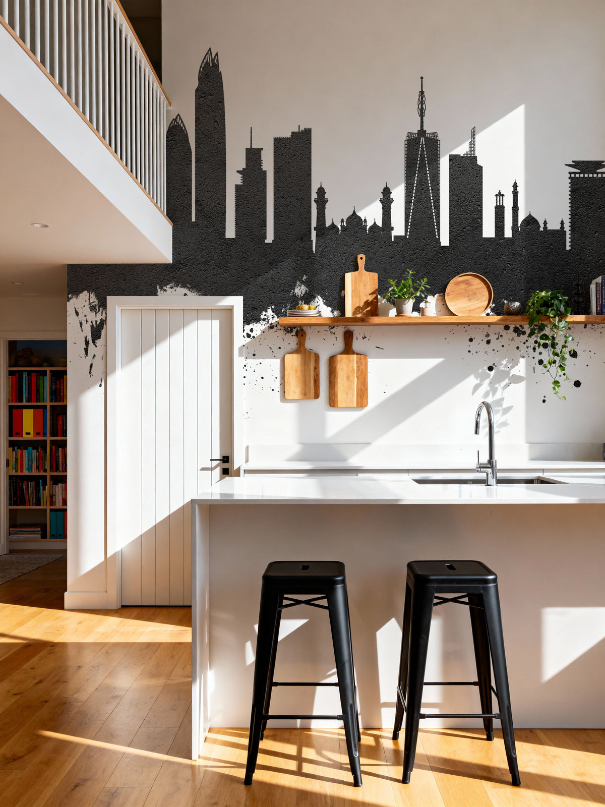 Nairobi Kenya Skyline Black & White Mural Wallpaper - room preview 06