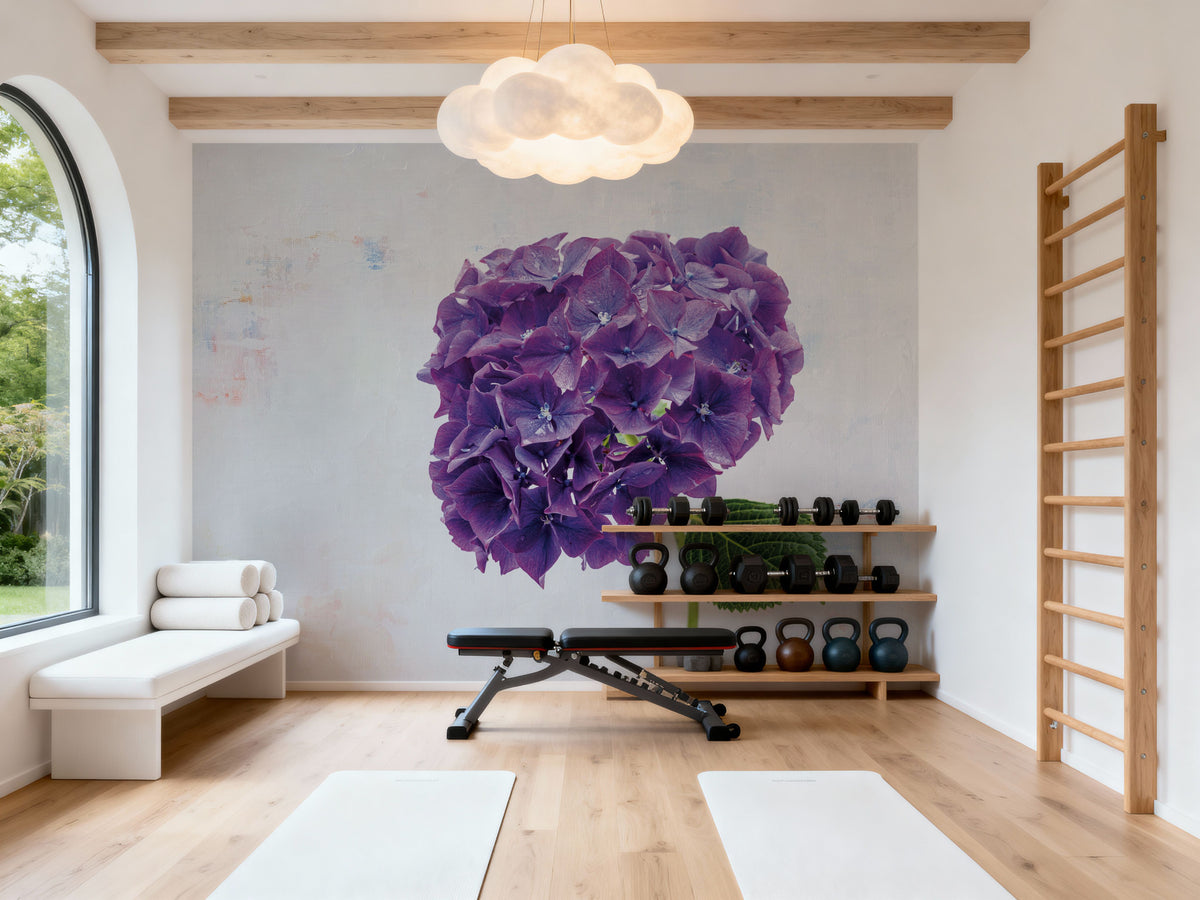 Bright Purple Hydrangea Mural Wallpaper - room preview 06