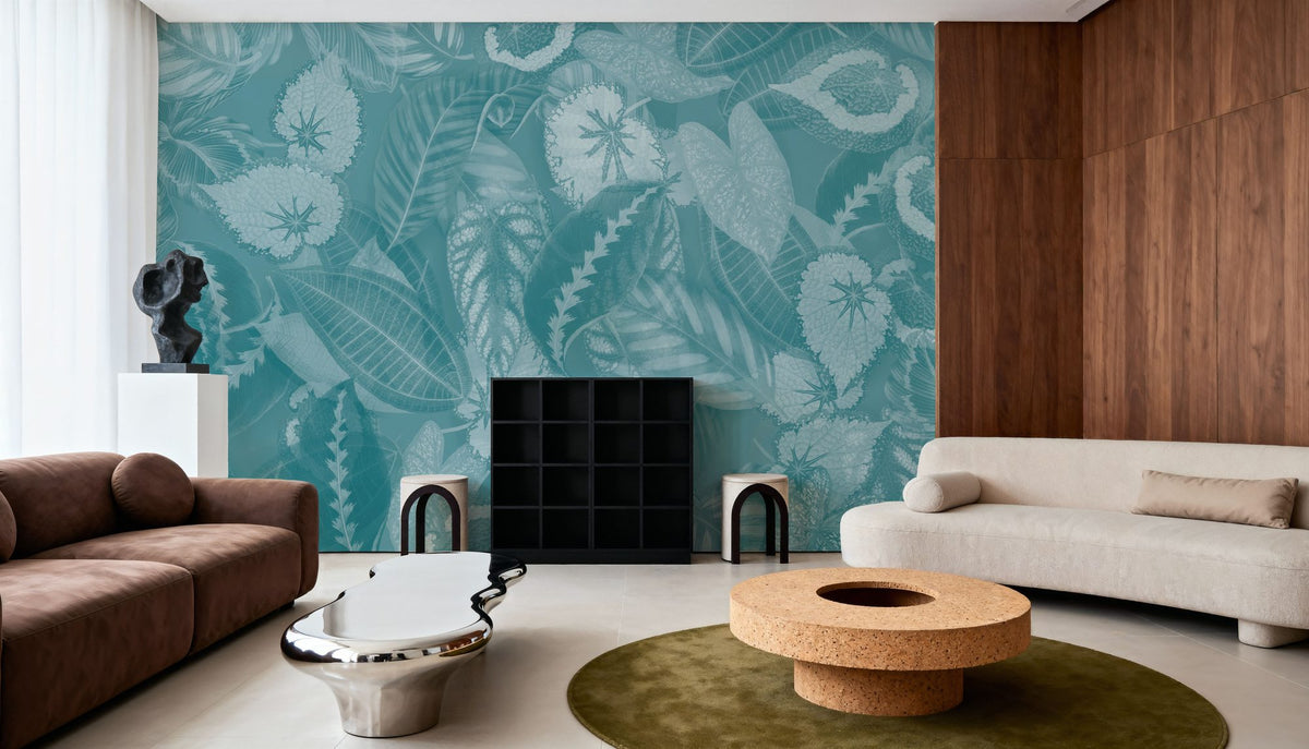 Secret Leaves Mural Wallpaper - Cool Tone - room preview 06