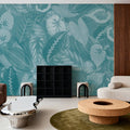 Secret Leaves Mural Wallpaper - Cool Tone - room preview 06
