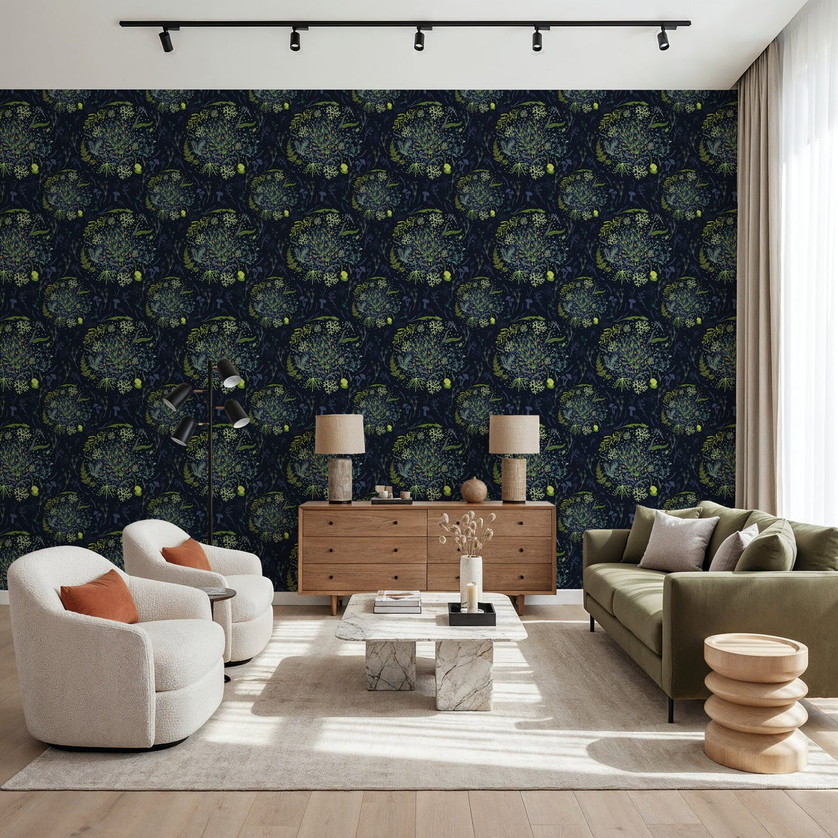Mosses, Midnight Blue Mural Wallpaper - room preview 06