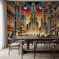 Elegant Art Deco Cityscape Mural Wallpaper - room preview 06