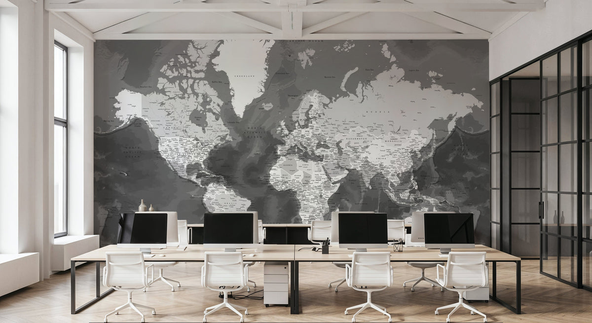 World Map Cities - Patwin Mural Wallpaper - room preview 06