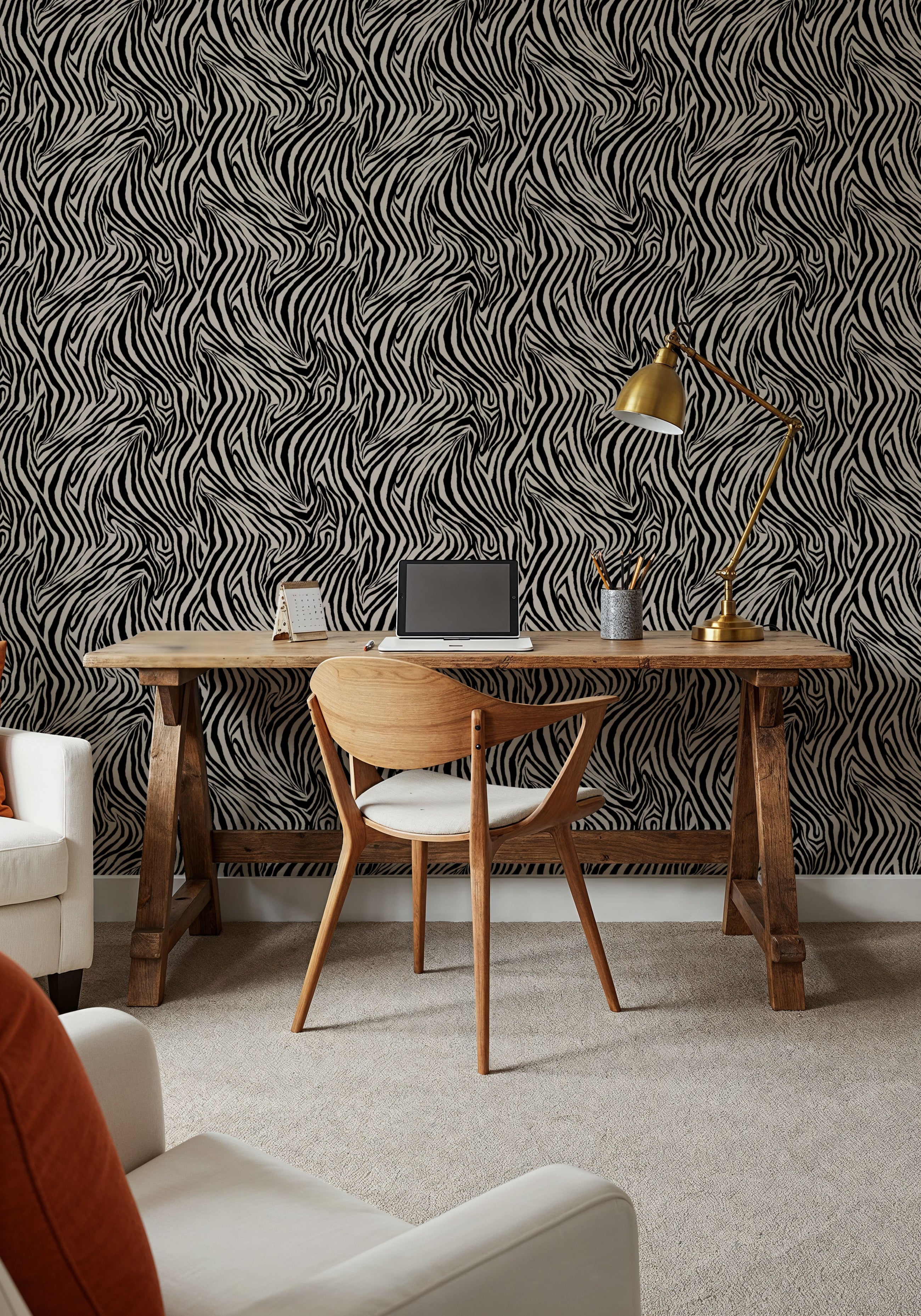 A Stripe of Zebra, Grey Mural Wallpaper