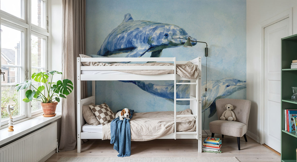 Graceful Dolphins I Mural Wallpaper - room preview 06
