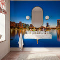 Orlando Skyline Sunset At Lake Eola Mural Wallpaper - room preview 06