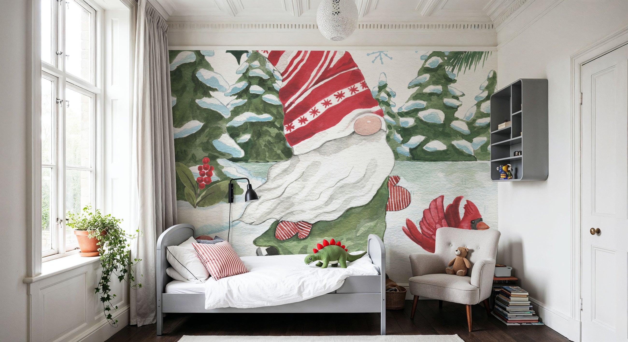 Holiday Cheer Gnomes IV Mural Wallpaper